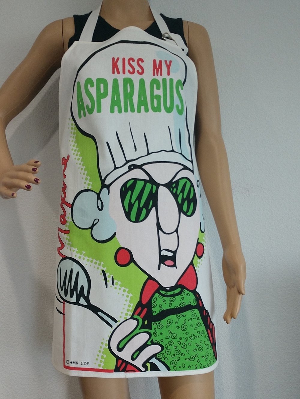 Kiss My Asparagus "Maxine" Graphic Kitchen Apron - Green / White